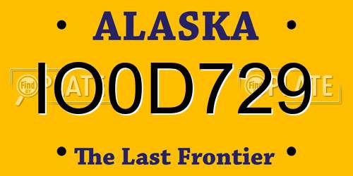IO0D729 Alaska License Plate