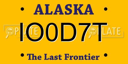 IO0D7T Alaska License Plate