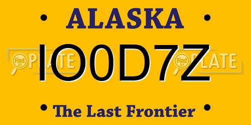 IO0D7Z Alaska License Plate