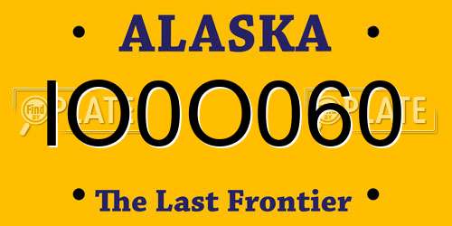 IO0O060 Alaska License Plate
