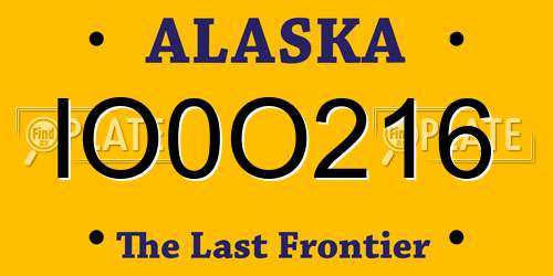 IO0O216 Alaska License Plate