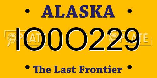 IO0O229 Alaska License Plate