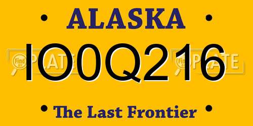 IO0Q216 Alaska License Plate