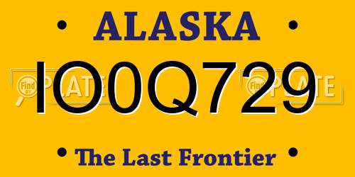IO0Q729 Alaska License Plate