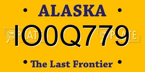 IO0Q779 Alaska License Plate