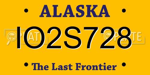 IO2S728 Alaska License Plate