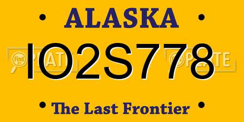 IO2S778 Alaska License Plate
