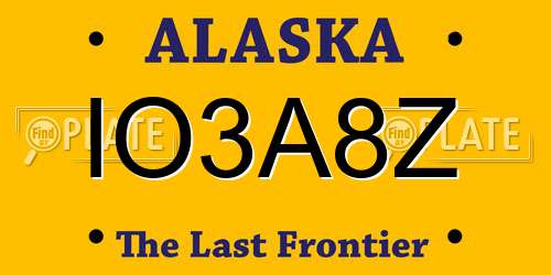 IO3A8Z Alaska License Plate