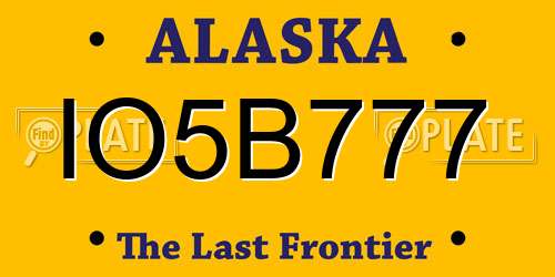 IO5B777 Alaska License Plate