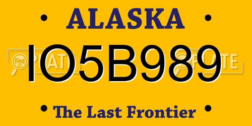 IO5B989 Alaska License Plate