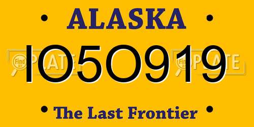 IO5O919 Alaska License Plate