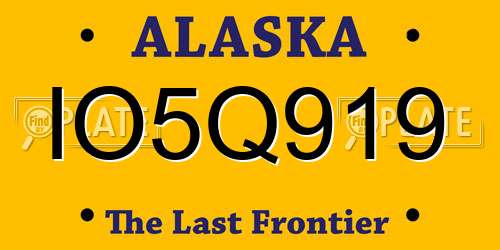 IO5Q919 Alaska License Plate