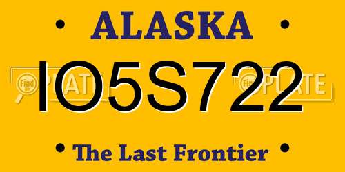 IO5S722 Alaska License Plate