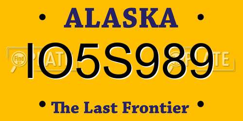 IO5S989 Alaska License Plate