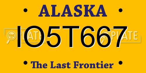 IO5T667 Alaska License Plate