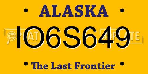 IO6S649 Alaska License Plate