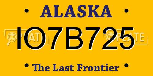 IO7B725 Alaska License Plate