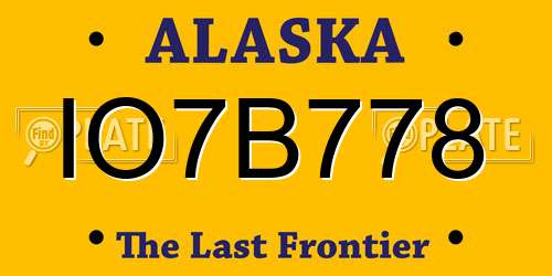 IO7B778 Alaska License Plate