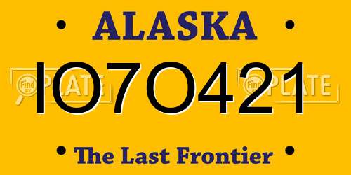 IO7O421 Alaska License Plate