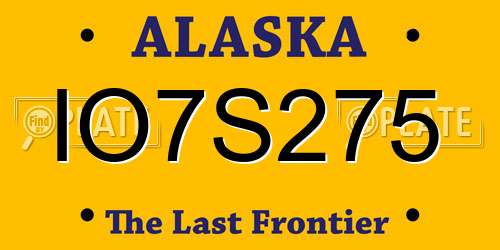 IO7S275 Alaska License Plate