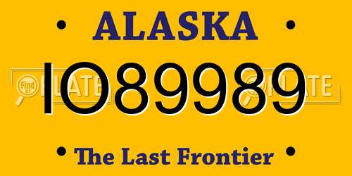 IO89989 Alaska License Plate