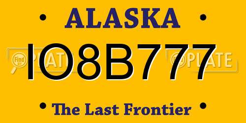 IO8B777 Alaska License Plate