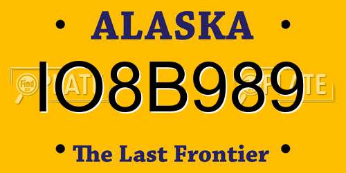 IO8B989 Alaska License Plate