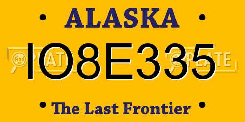 IO8E335 Alaska License Plate