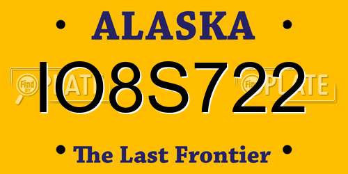 IO8S722 Alaska License Plate