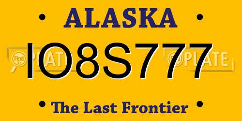 IO8S777 Alaska License Plate