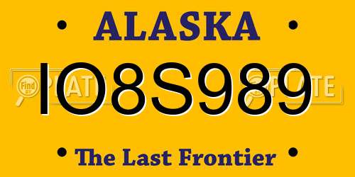 IO8S989 Alaska License Plate