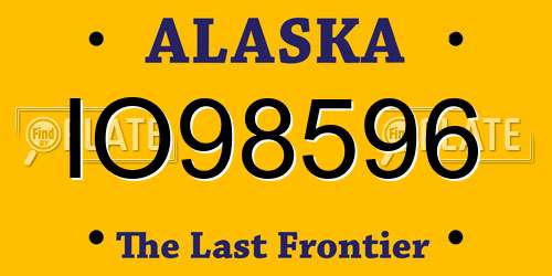 IO98596 Alaska License Plate