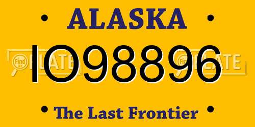IO98896 Alaska License Plate