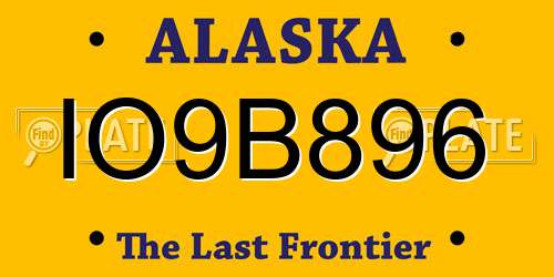 IO9B896 Alaska License Plate
