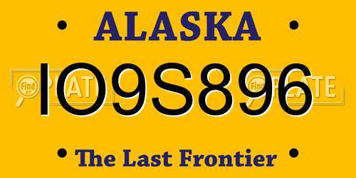 IO9S896 Alaska License Plate
