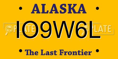 IO9W6L Alaska License Plate
