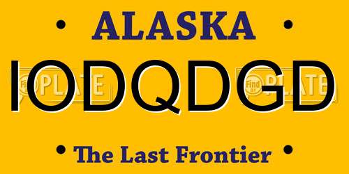 IODQDGD Alaska License Plate