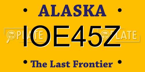 IOE45Z Alaska License Plate