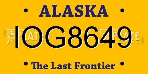 IOG8649 Alaska License Plate
