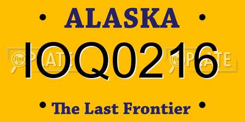 IOQ0216 Alaska License Plate