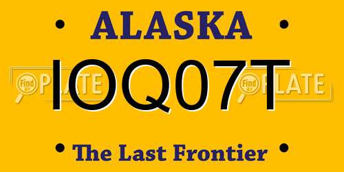 IOQ07T Alaska License Plate