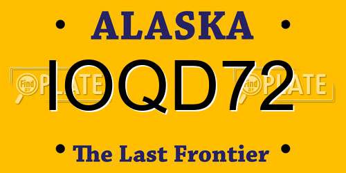 IOQD72 Alaska License Plate