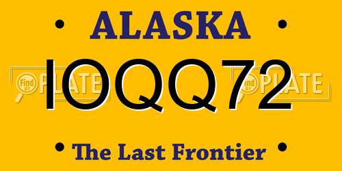 IOQQ72 Alaska License Plate
