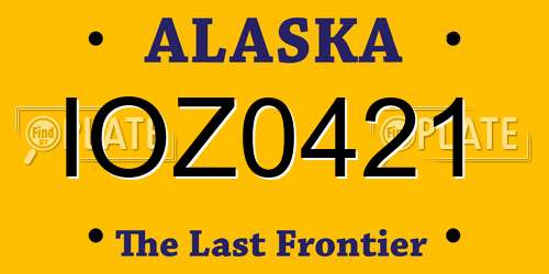 IOZ0421 Alaska License Plate