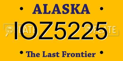 IOZ5225 Alaska License Plate