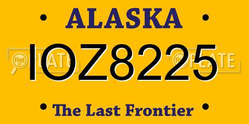 IOZ8225 Alaska License Plate