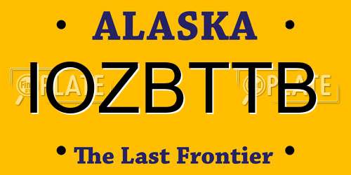 IOZBTTB Alaska License Plate