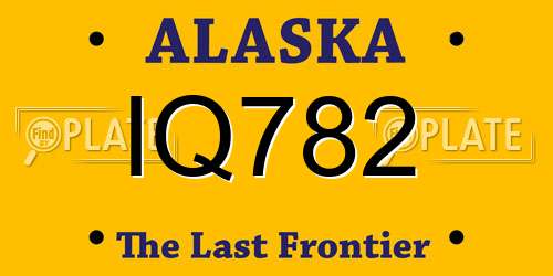 IQ782 Alaska License Plate