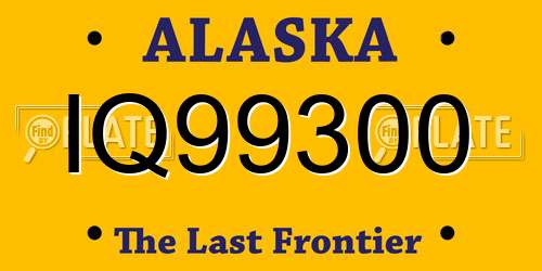 IQ99300 Alaska License Plate