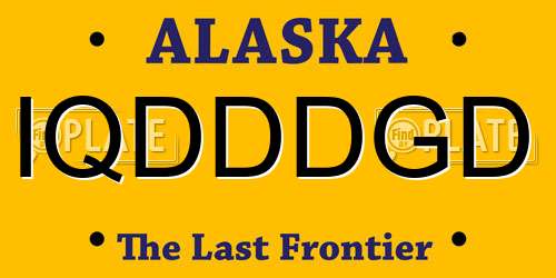 IQDDDGD Alaska License Plate